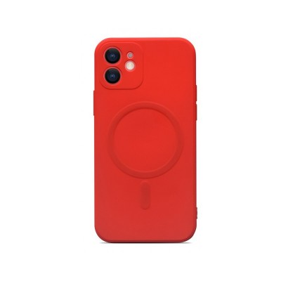 Husa Spate Magsafe Compatibila Cu iPhone 12, Protectie Camera, Microfibra La Interior, Rosu